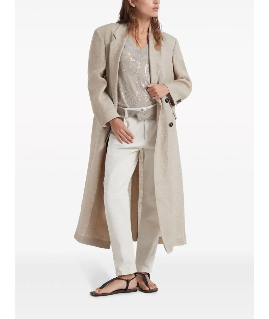 BRUNELLO CUCINELLI Белые хлопковые джинсы слим, фото 2