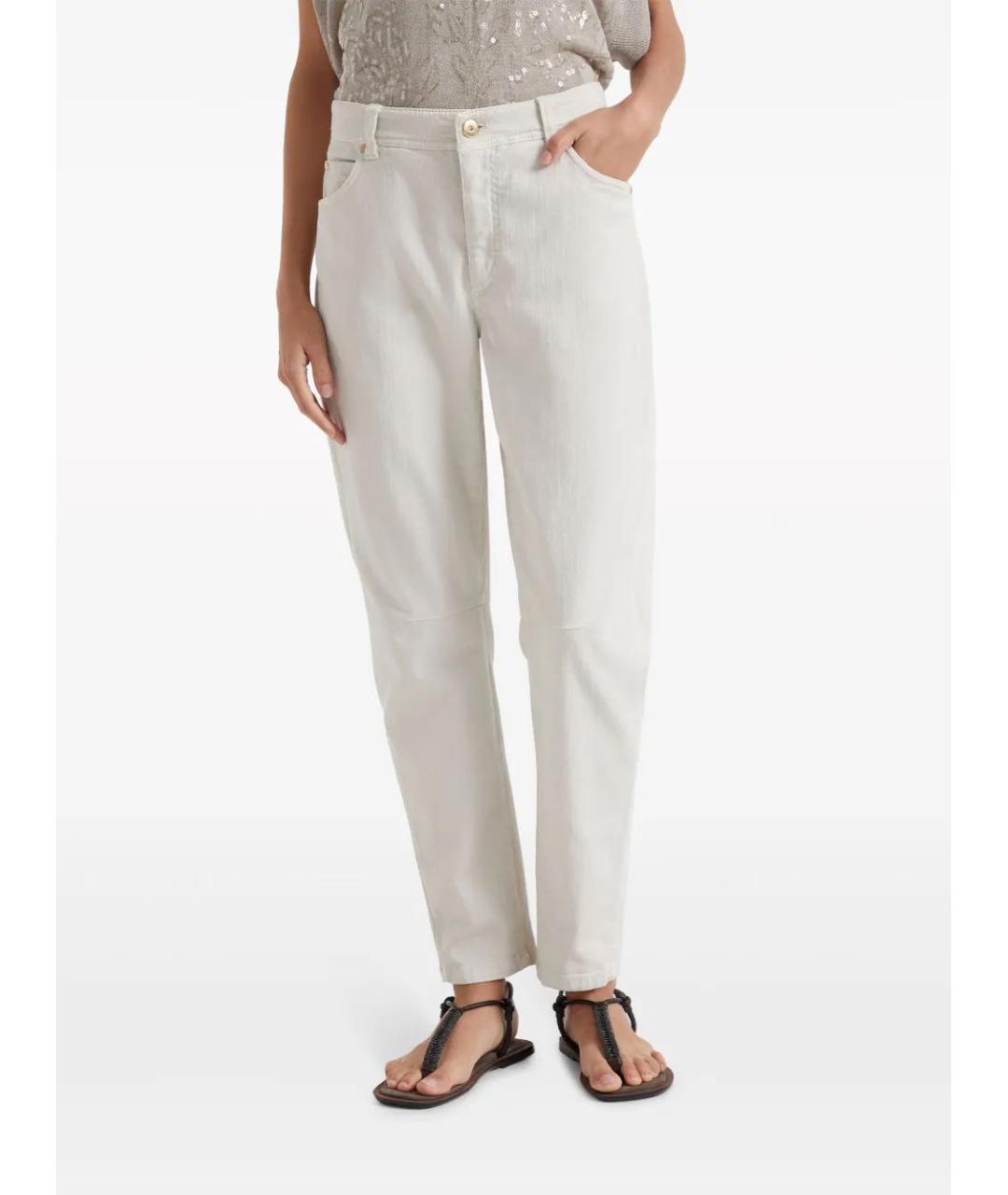 BRUNELLO CUCINELLI Белые хлопковые джинсы слим, фото 3