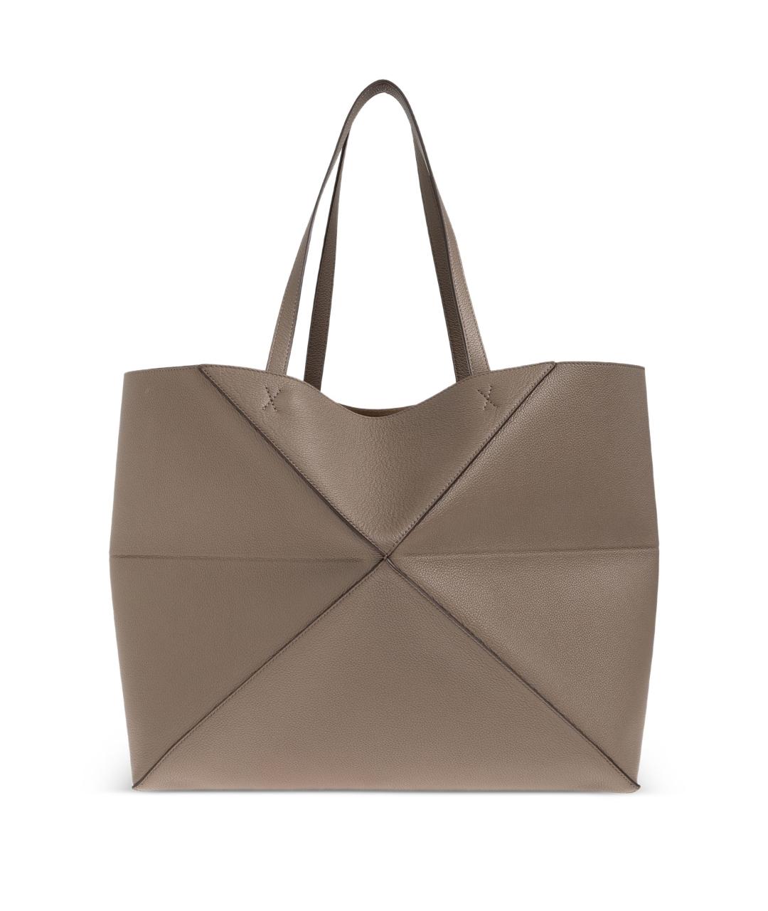 LOEWE Бежевая кожаная сумка тоут, фото 3