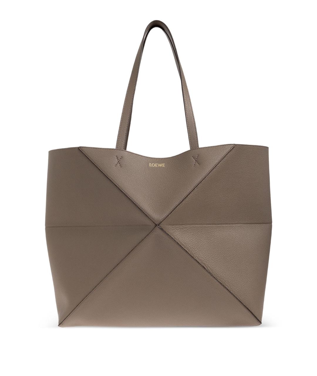 LOEWE Бежевая кожаная сумка тоут, фото 1