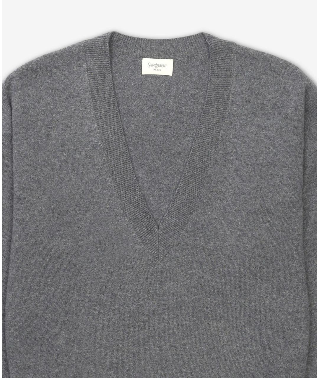 SAINT LAURENT Серый шерстяной джемпер / свитер, фото 3