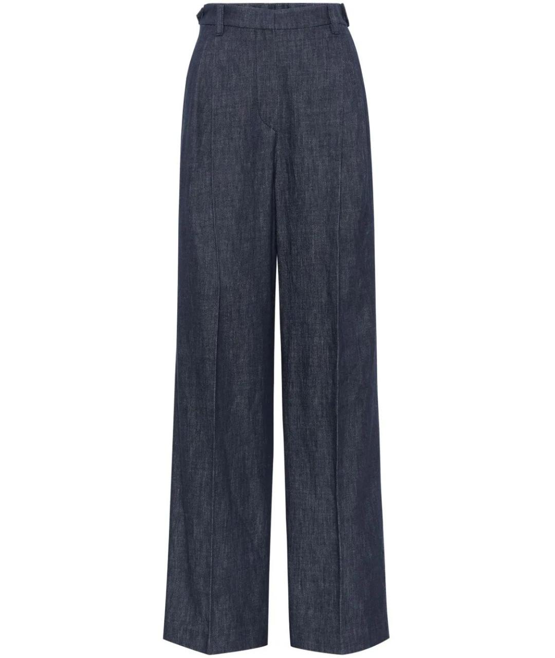 BRUNELLO CUCINELLI Темно-синие хлопковые прямые брюки, фото 1