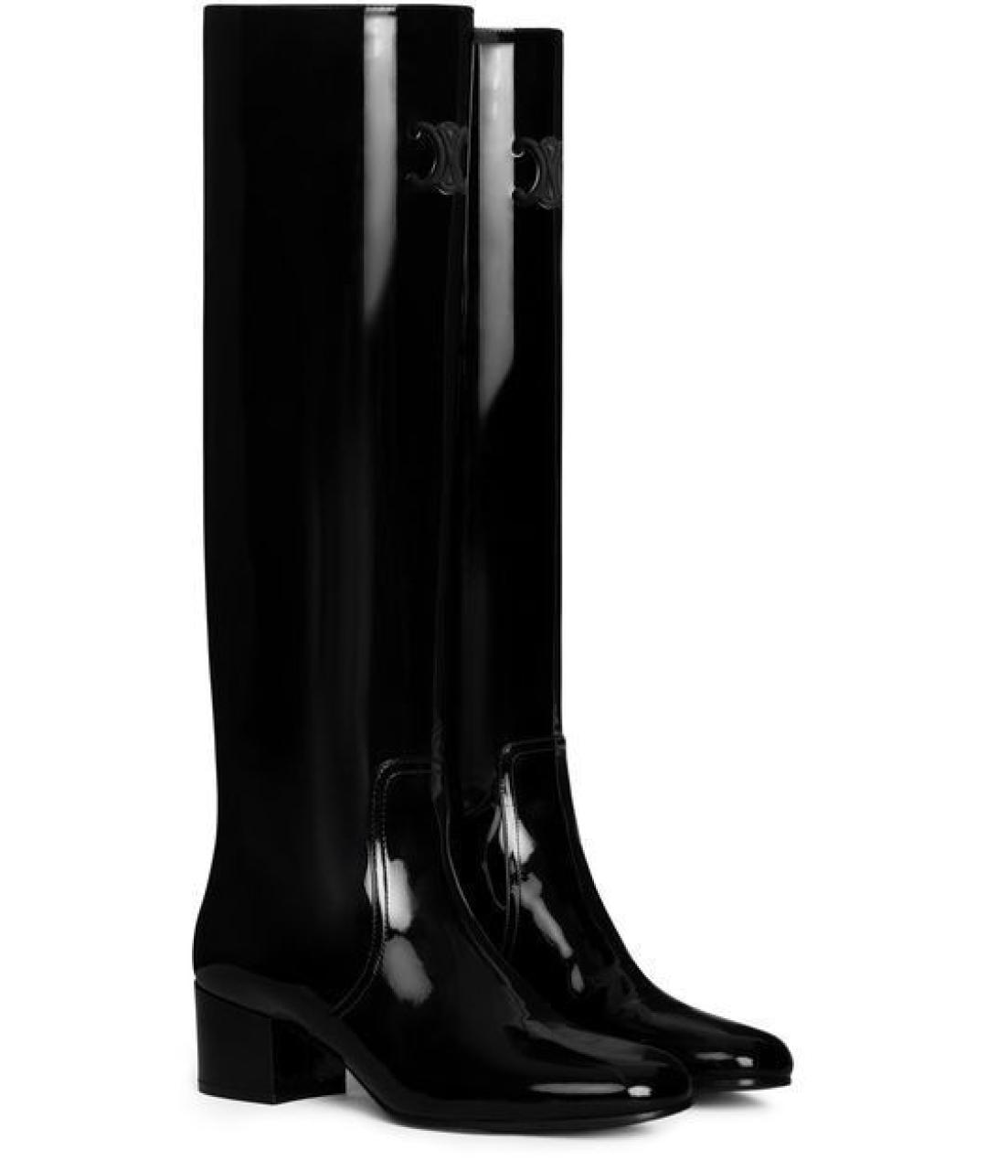 CELINE Черные сапоги из лакированной кожи, фото 2