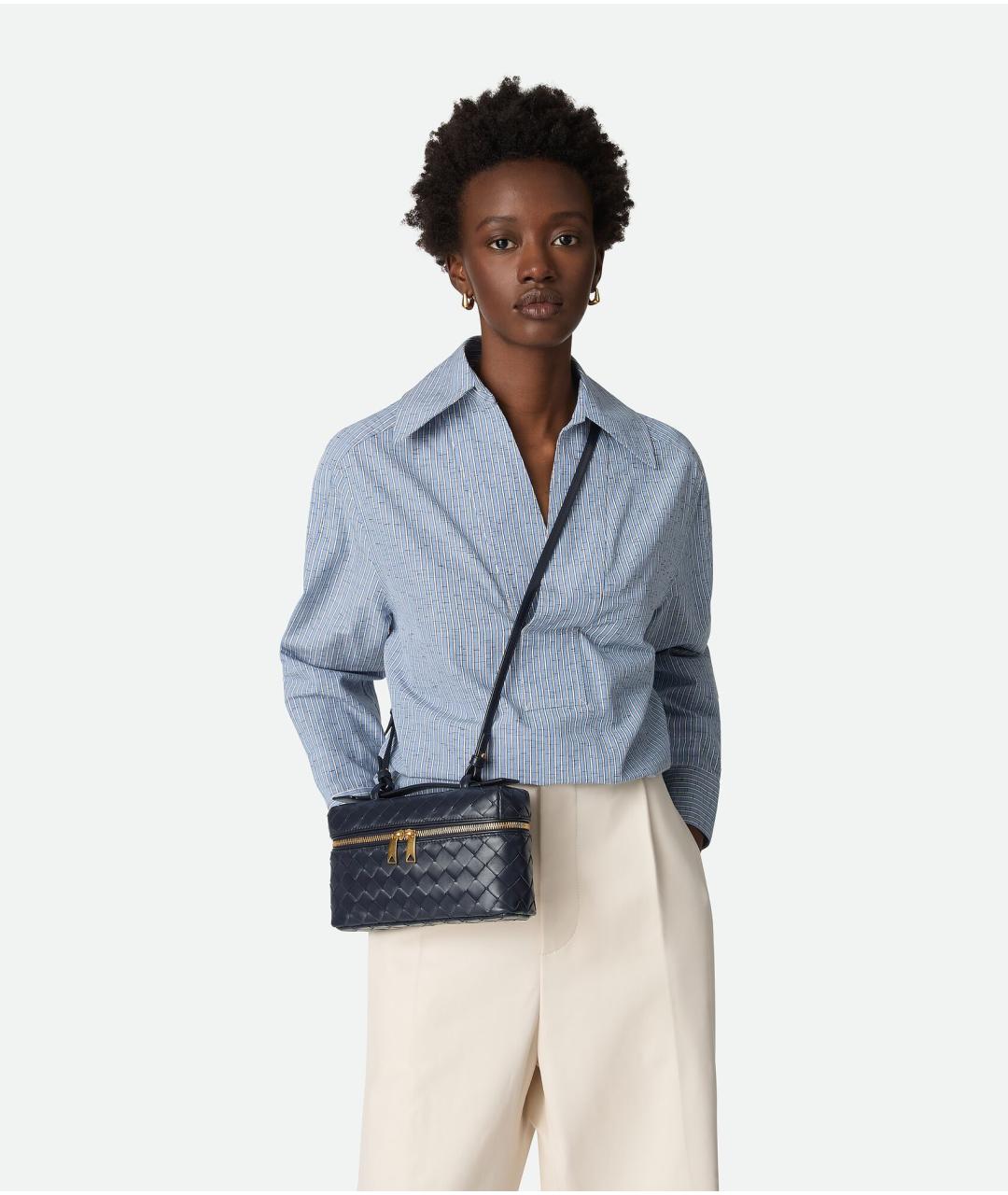 BOTTEGA VENETA Синяя кожаная сумка через плечо, фото 2