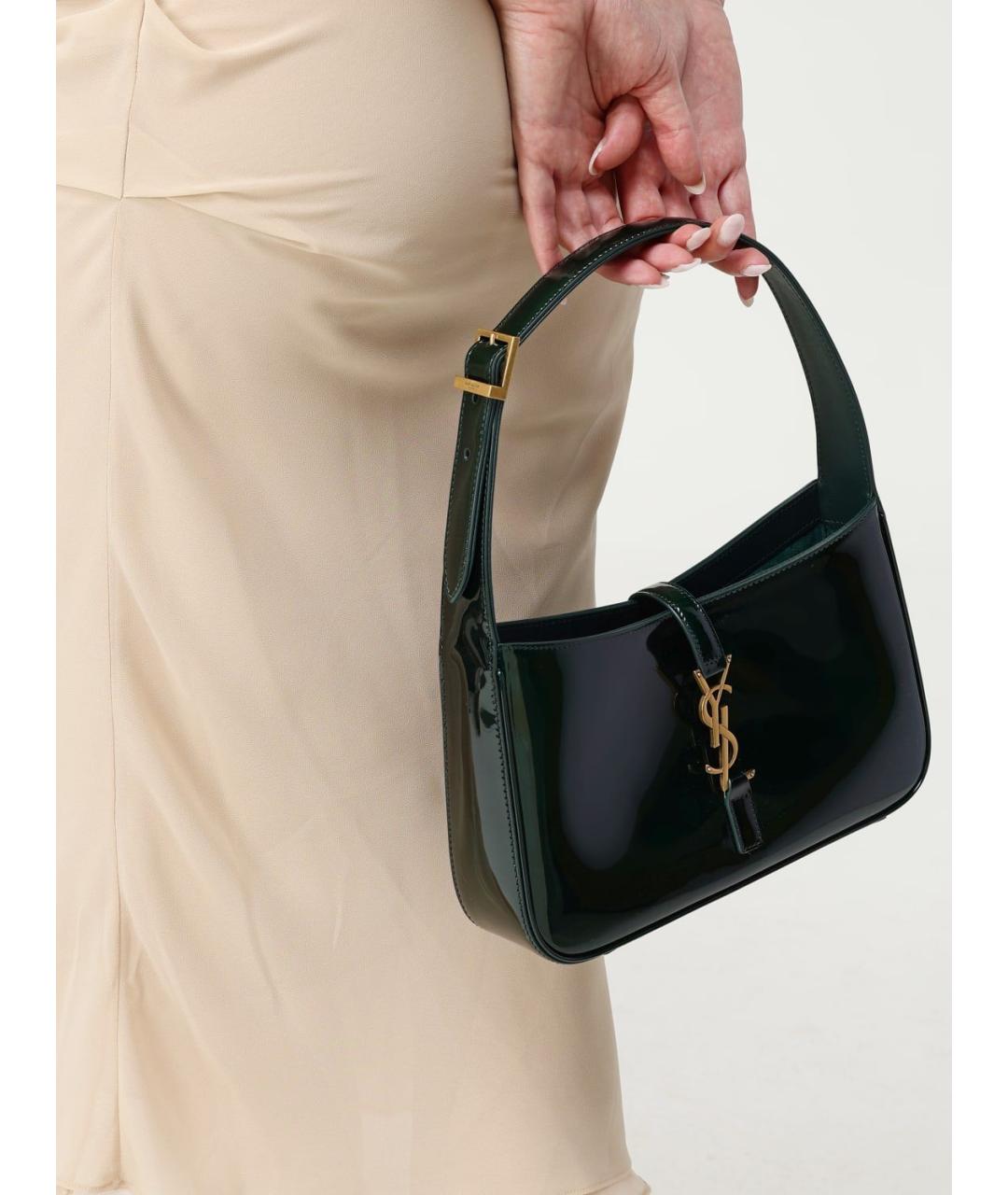 SAINT LAURENT Зеленая кожаная сумка через плечо, фото 2