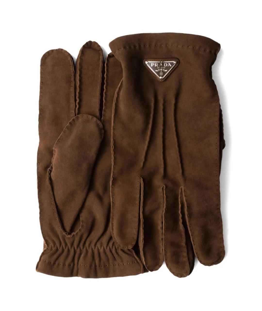 PRADA Коричневые перчатки, фото 3