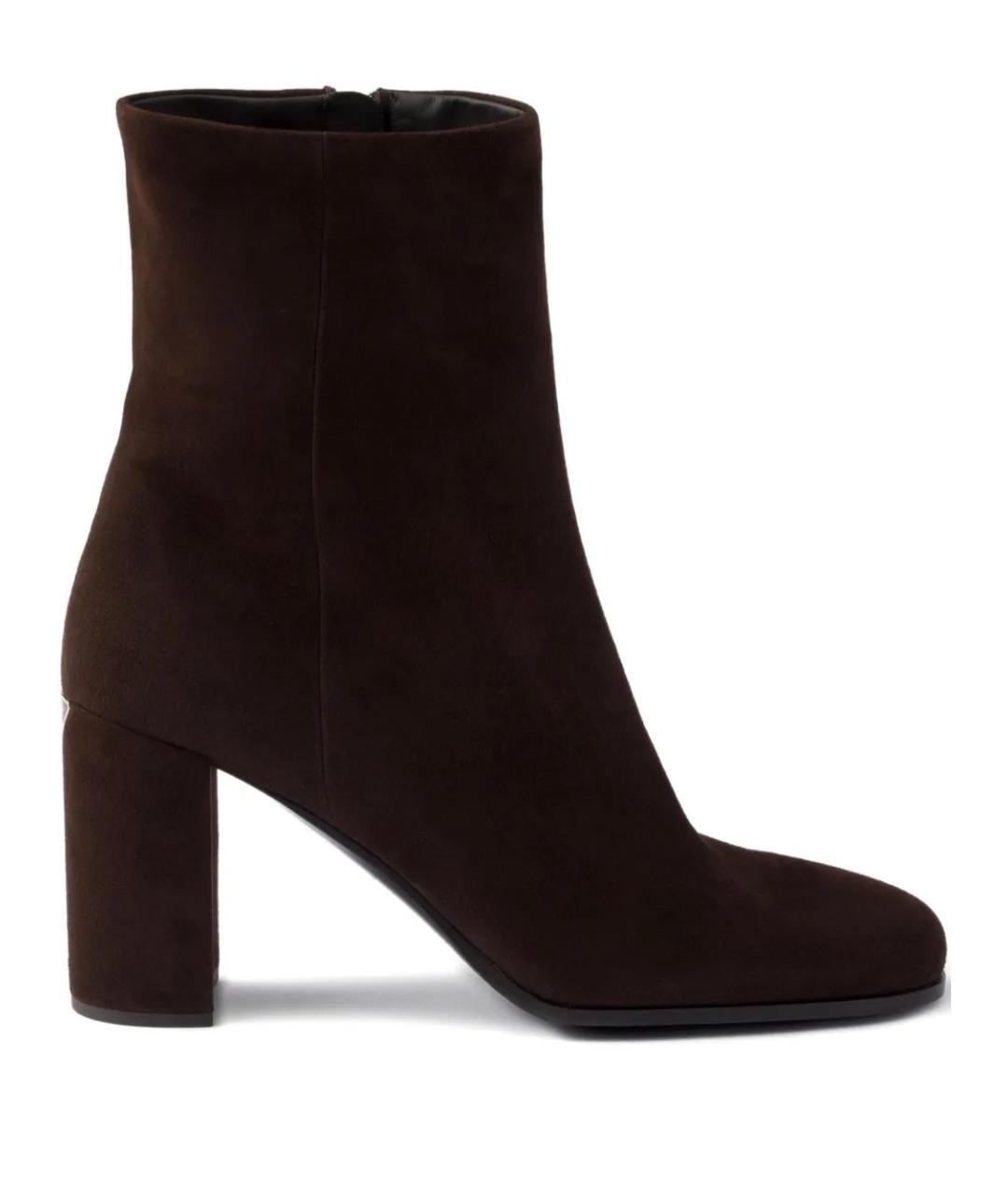 PRADA Коричневые кожаные ботильоны, фото 1