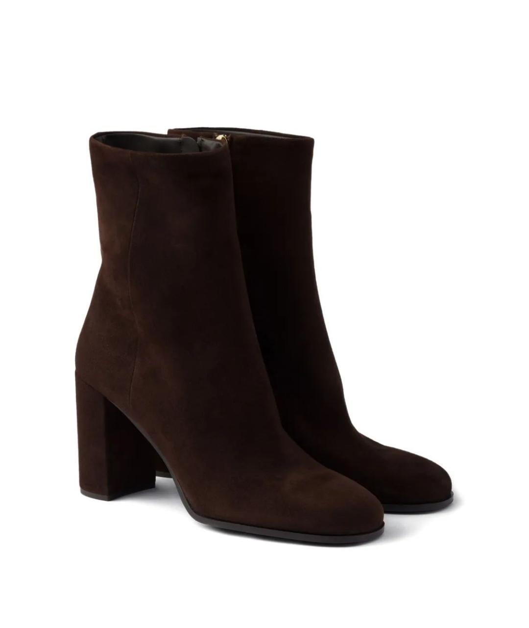 PRADA Коричневые кожаные ботильоны, фото 2