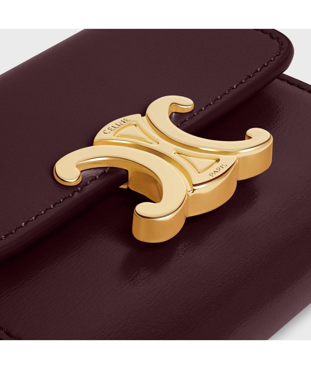 CELINE Бордовый кожаный кошелек, фото 3