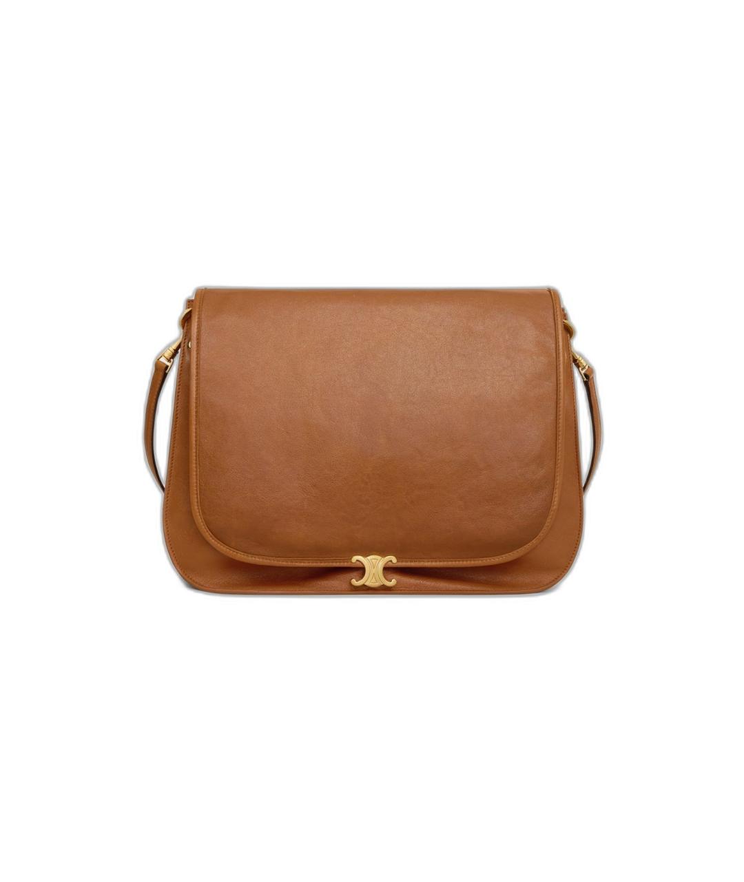 CELINE Коричневая кожаная сумка через плечо, фото 1