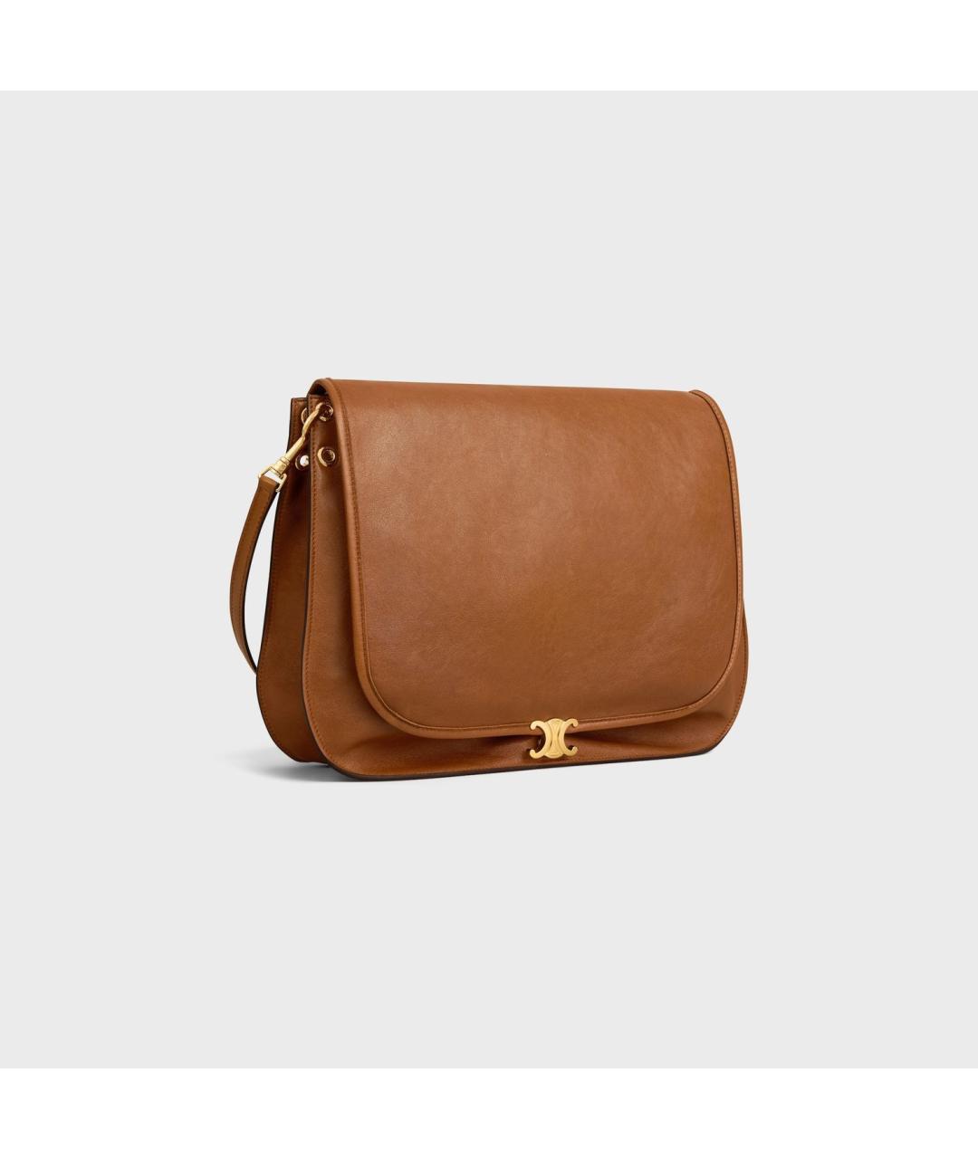 CELINE Коричневая кожаная сумка через плечо, фото 2