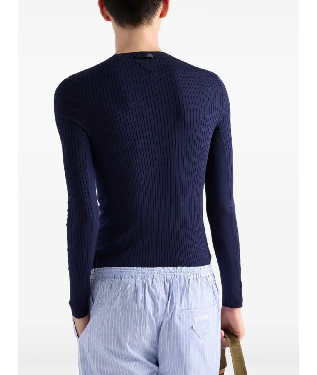 PRADA Темно-синий шерстяной джемпер / свитер, фото 3