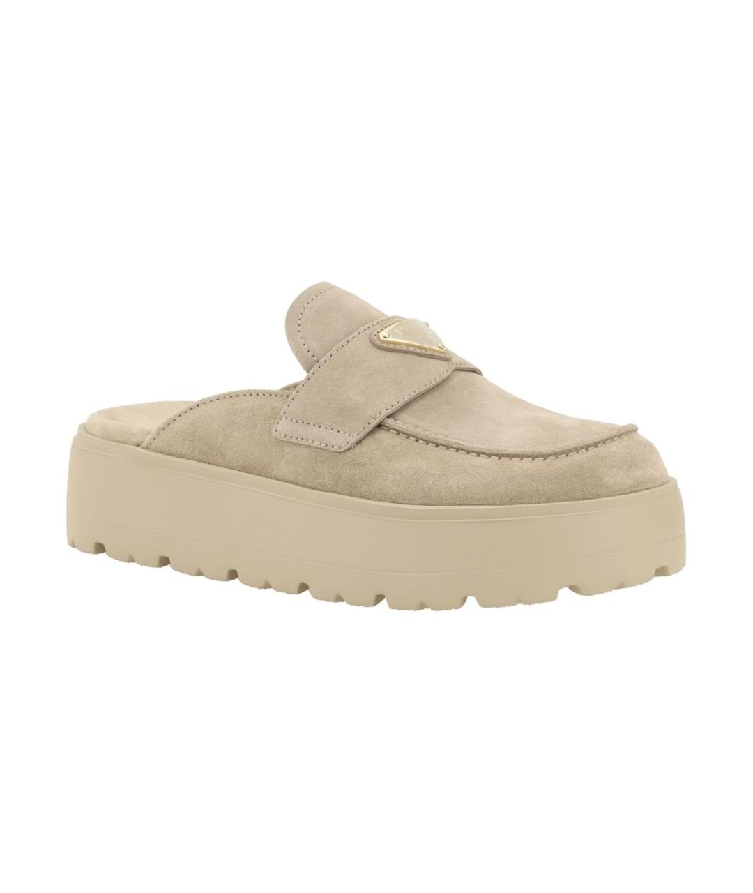 PRADA Бежевые замшевые мюли, фото 2