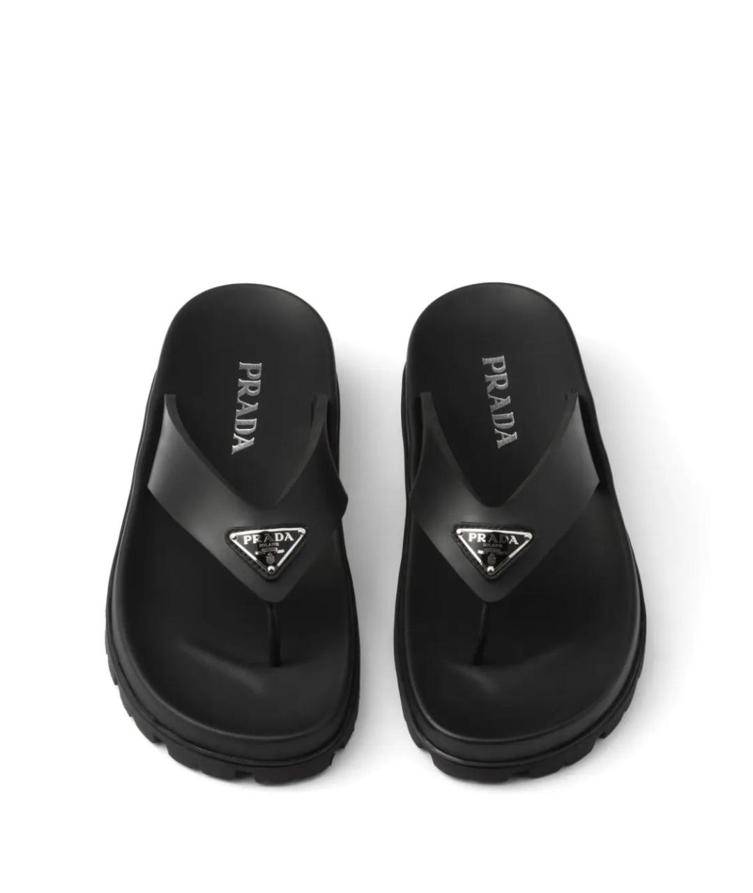 PRADA Черные резиновые сандалии, фото 3