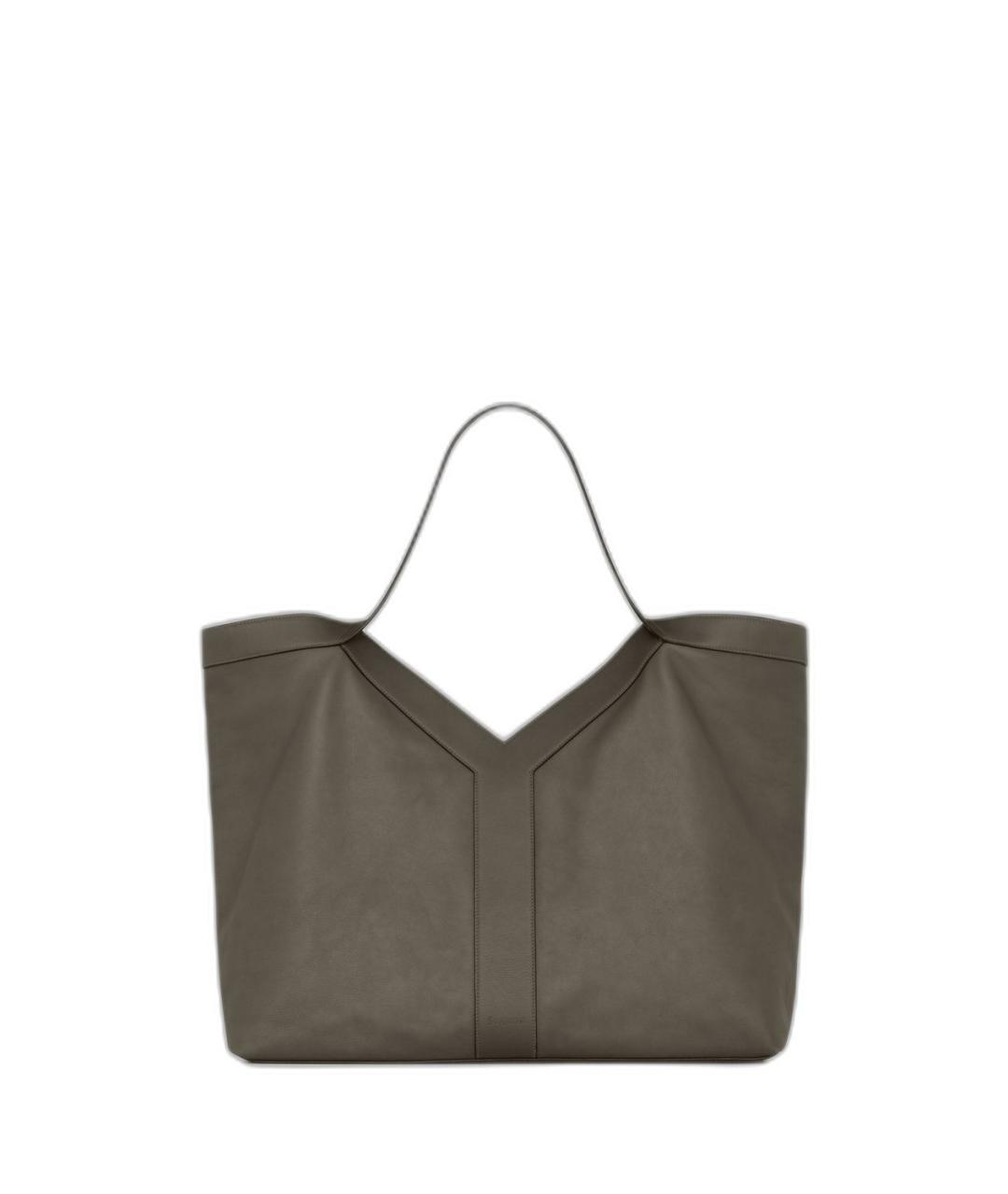 SAINT LAURENT Зеленая кожаная сумка тоут, фото 1