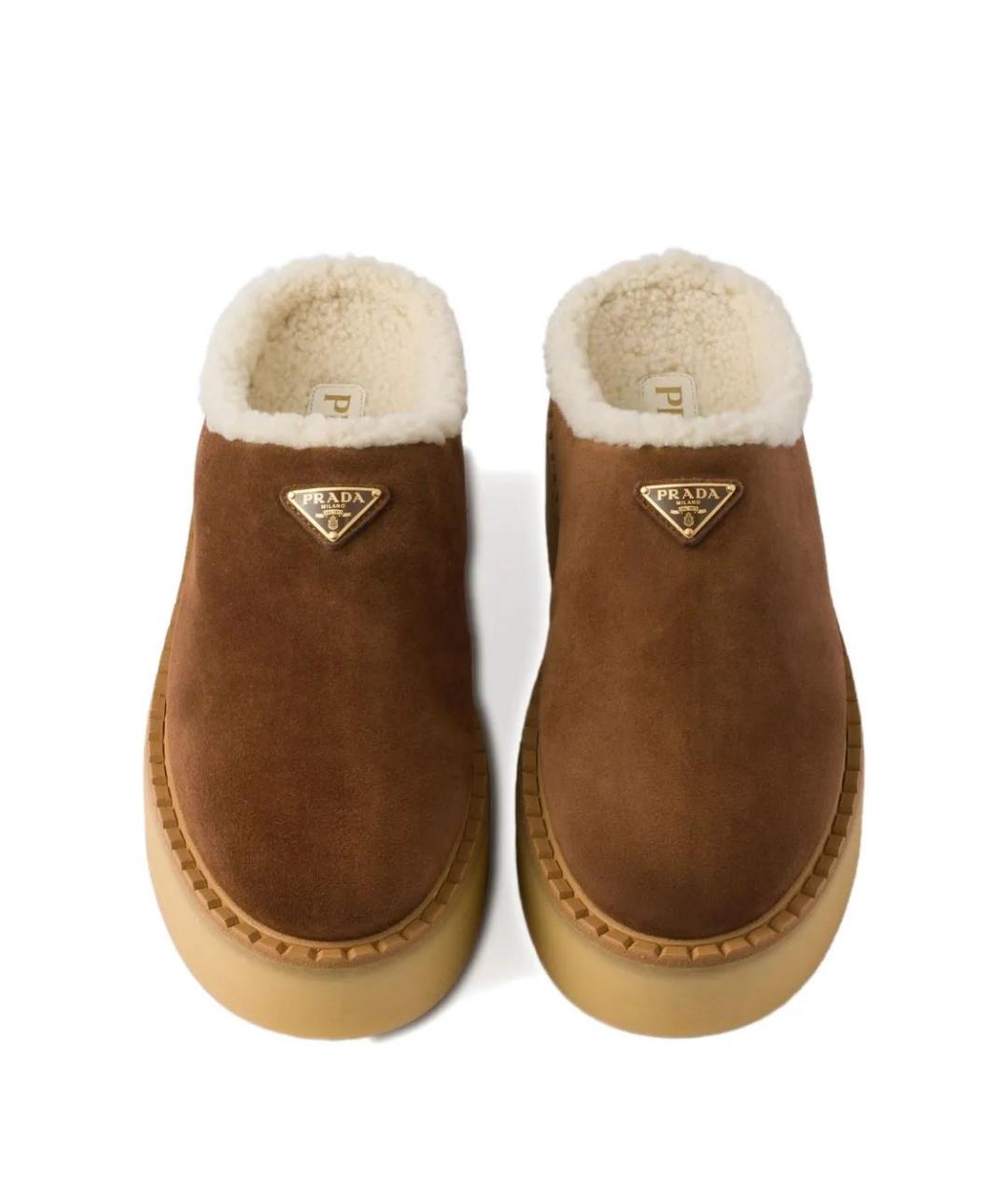 PRADA Коричневые замшевые мюли, фото 3