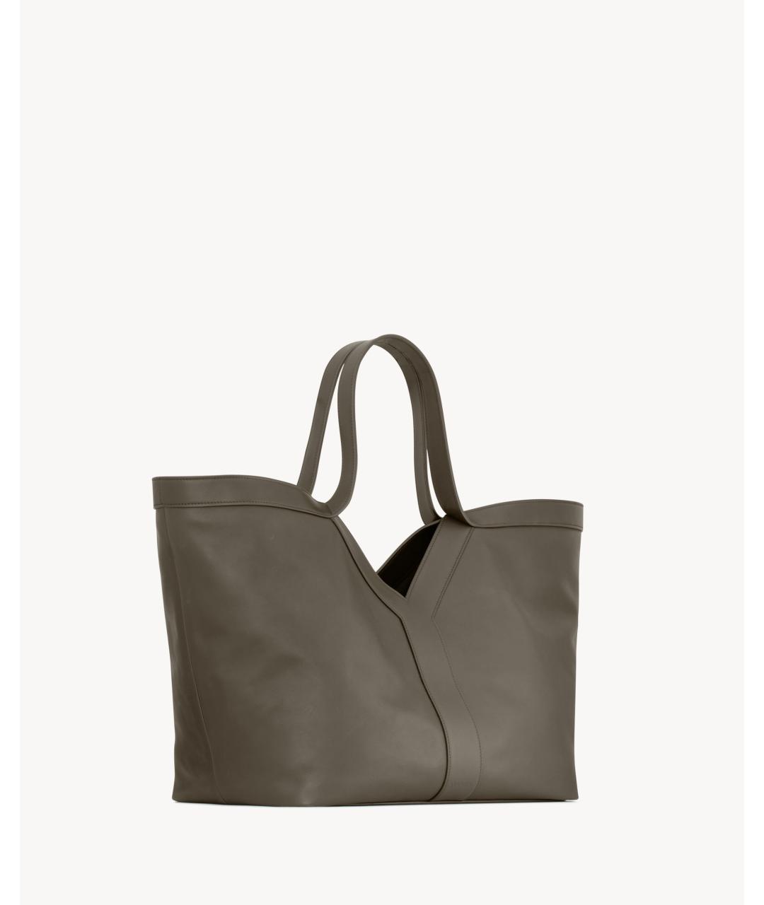 SAINT LAURENT Зеленая кожаная сумка тоут, фото 3