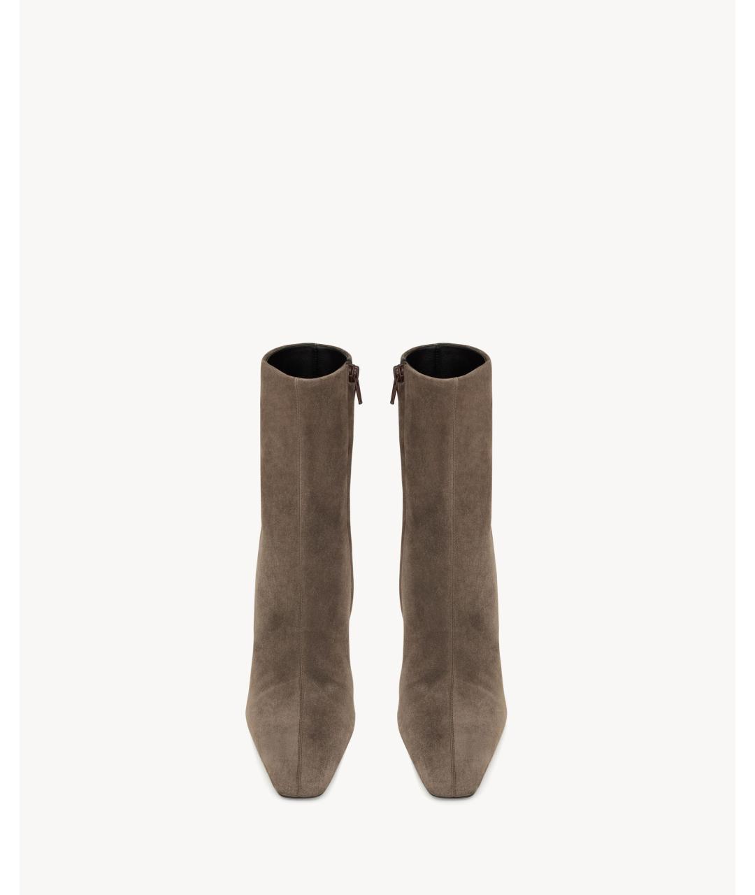 SAINT LAURENT Бежевые замшевые ботильоны, фото 2