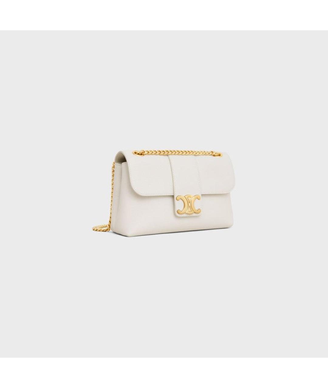 CELINE Белая кожаная сумка через плечо, фото 2