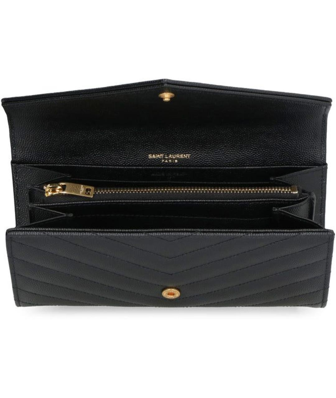 SAINT LAURENT Черный кожаный кошелек, фото 3