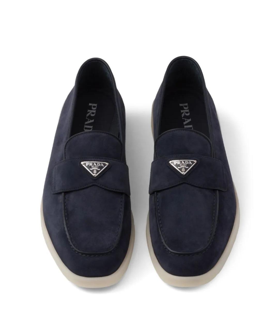 PRADA Темно-синие замшевые лоферы, фото 3
