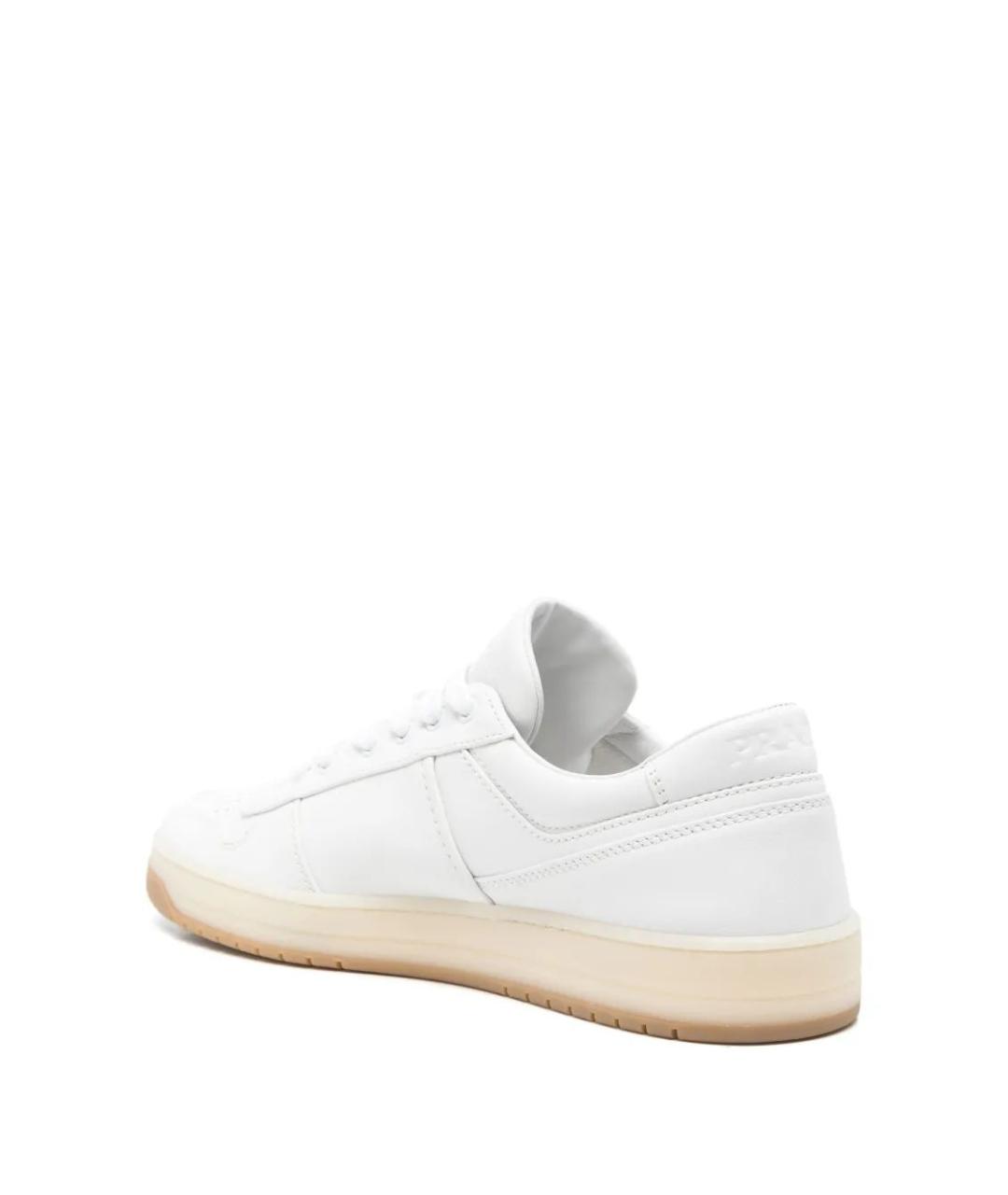 PRADA Белые кожаные низкие кроссовки / кеды, фото 3