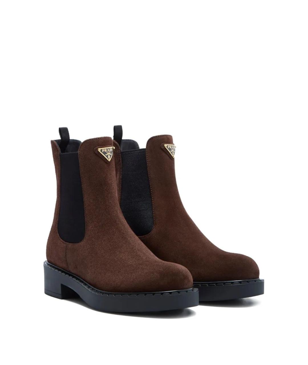 PRADA Коричневые замшевые ботинки, фото 2