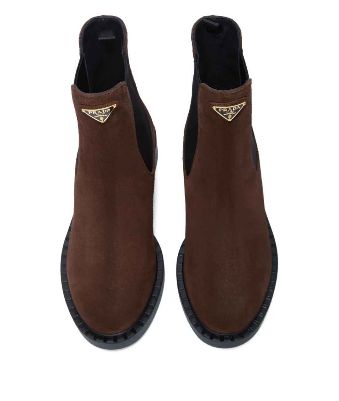PRADA Коричневые замшевые ботинки, фото 3