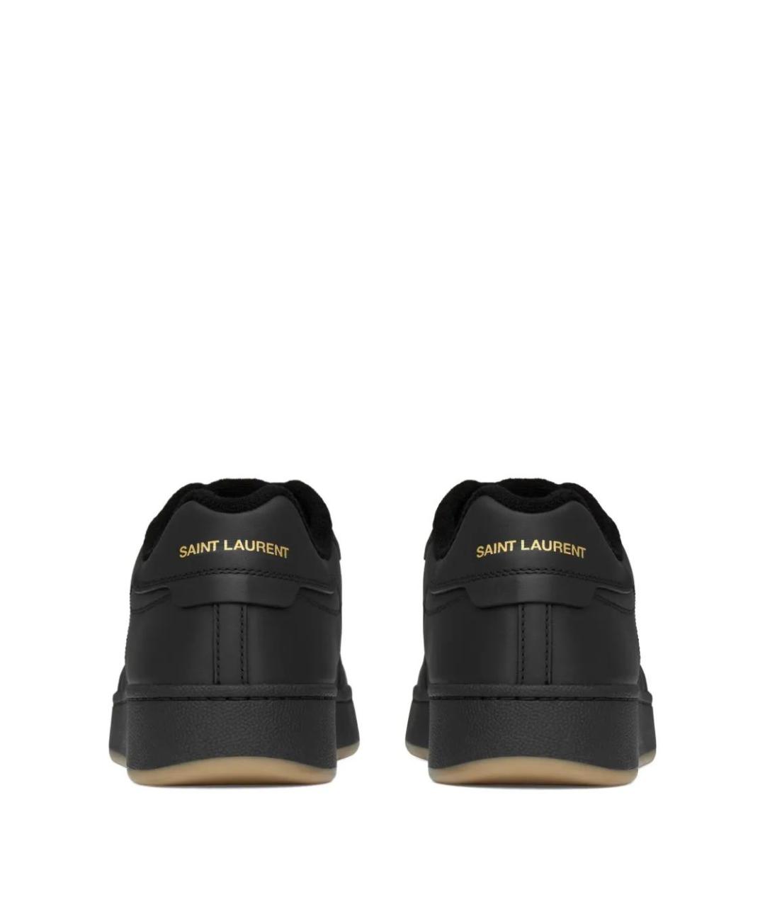 SAINT LAURENT Черные кожаные низкие кроссовки / кеды, фото 3