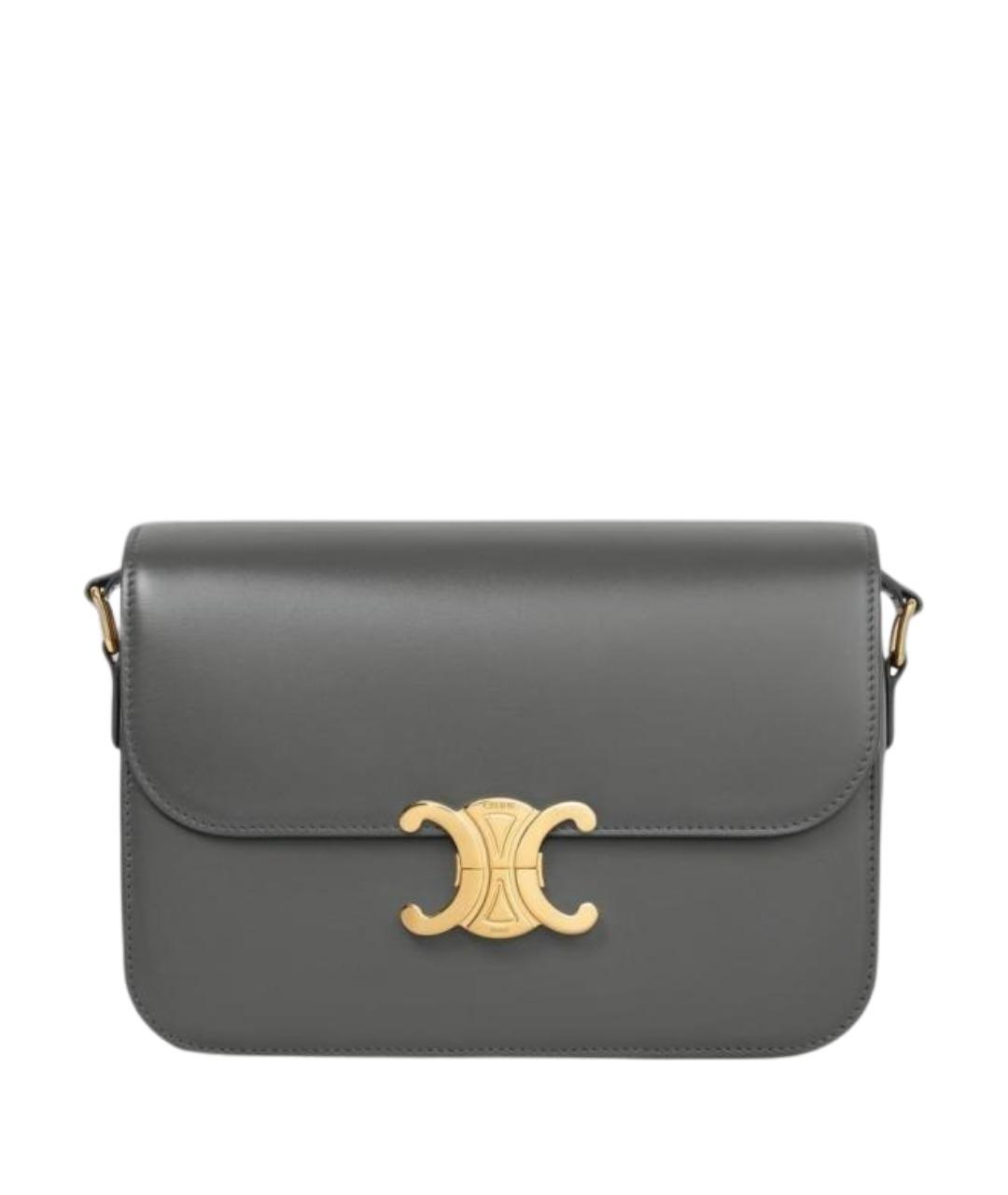 CELINE Антрацитовая кожаная сумка через плечо, фото 1