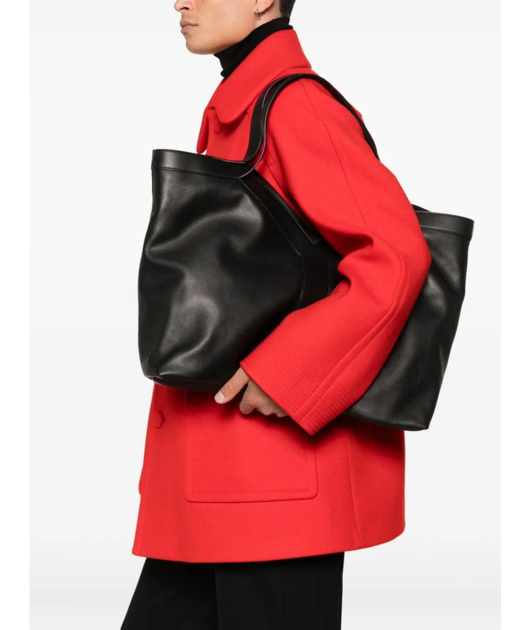 SAINT LAURENT Черная кожаная сумка тоут, фото 2