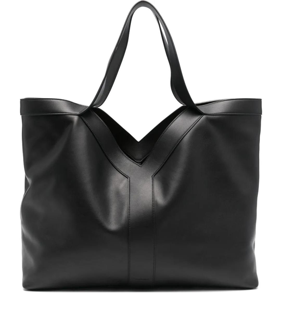 SAINT LAURENT Черная кожаная сумка тоут, фото 1