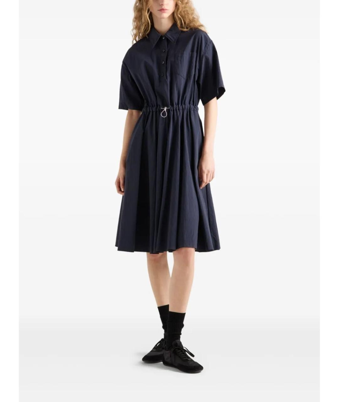 PRADA Темно-синее хлопковое повседневное платье, фото 2