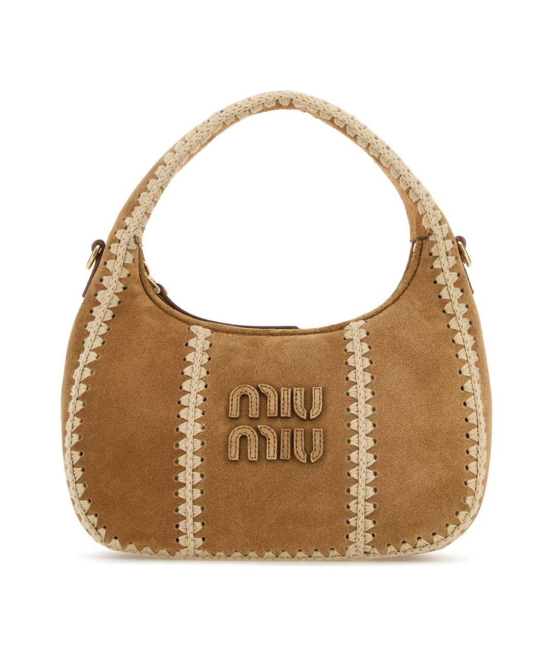 MIU MIU Коричневая замшевая сумка с короткими ручками, фото 1