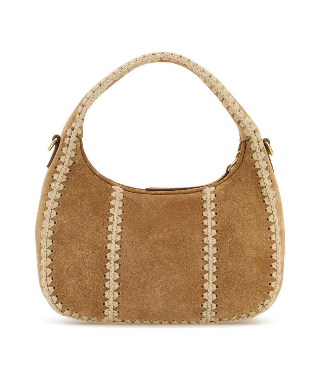 MIU MIU Коричневая замшевая сумка с короткими ручками, фото 3