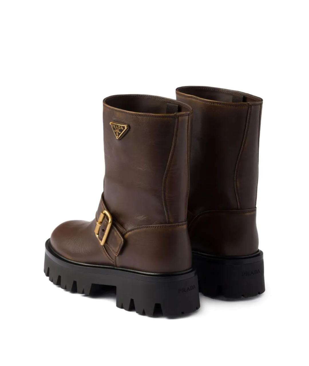 PRADA Коричневые кожаные ботинки, фото 3