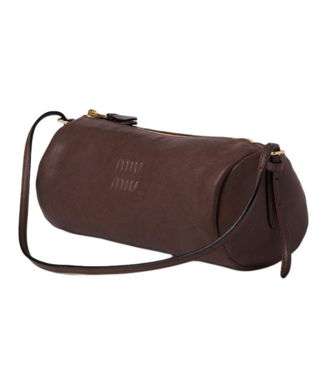 MIU MIU Коричневая кожаная сумка через плечо, фото 2