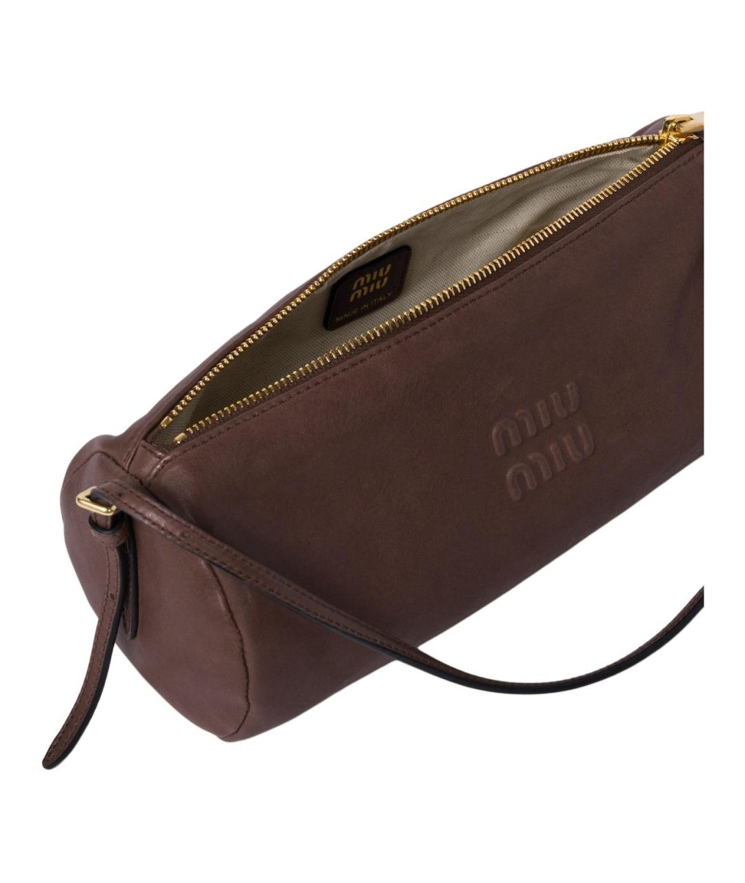 MIU MIU Коричневая кожаная сумка через плечо, фото 5