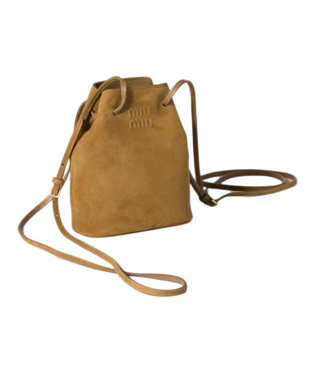 MIU MIU Хаки замшевая сумка через плечо, фото 2