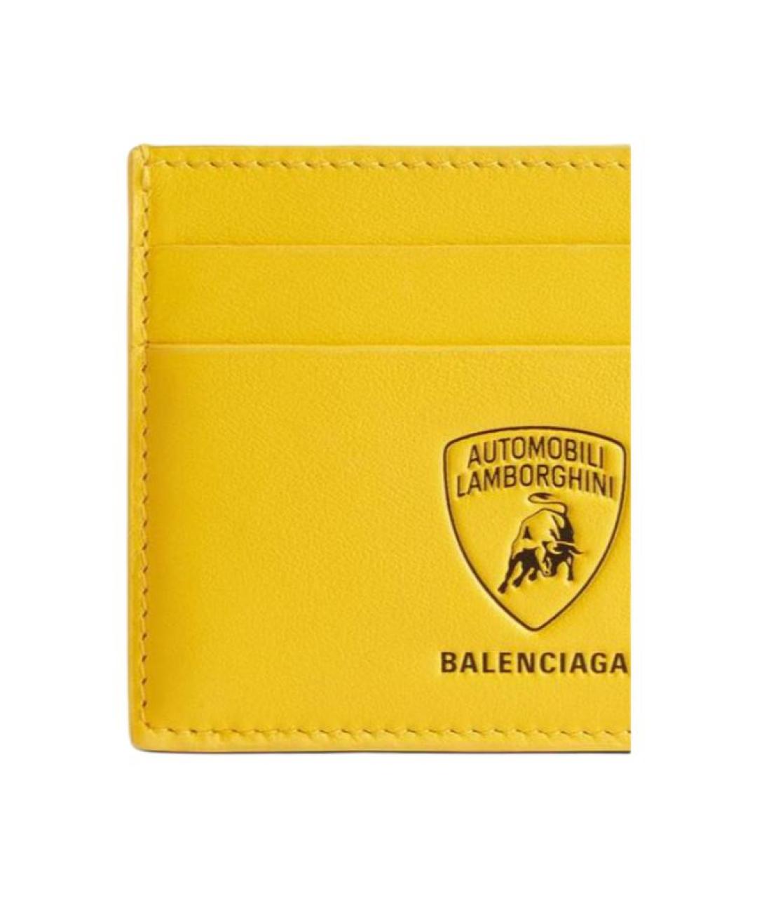BALENCIAGA Желтый кожаный кардхолдер, фото 3
