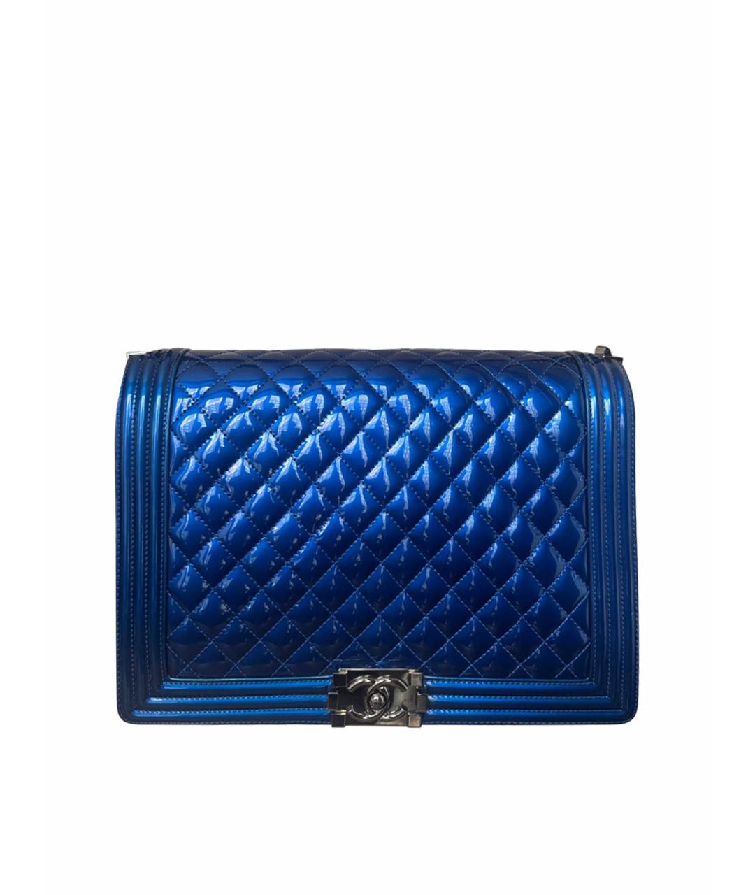 CHANEL Синяя сумка через плечо из лакированной кожи, фото 1