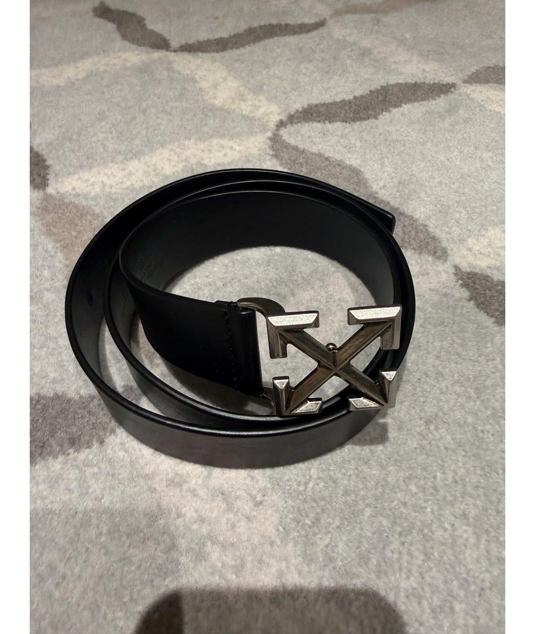 OFF-WHITE Черный кожаный ремень, фото 4