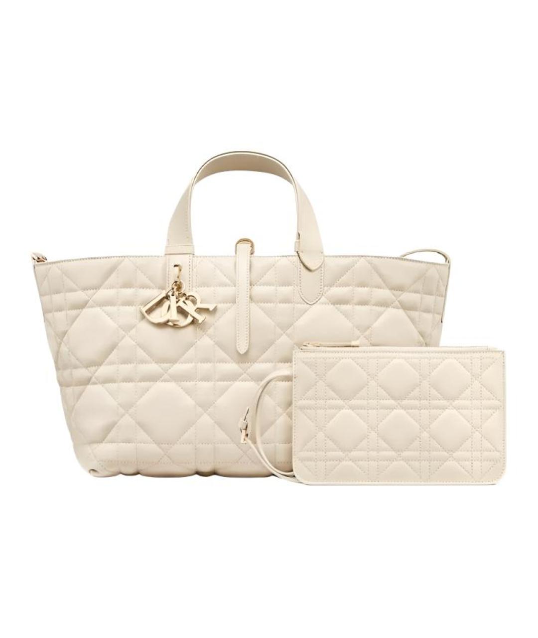 CHRISTIAN DIOR Бежевая кожаная сумка через плечо, фото 3