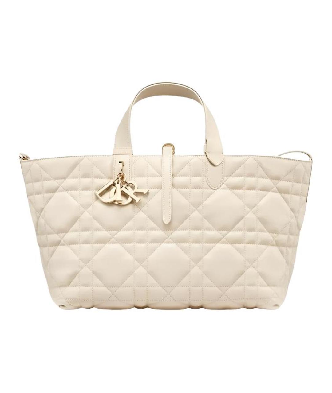 CHRISTIAN DIOR Бежевая кожаная сумка через плечо, фото 1