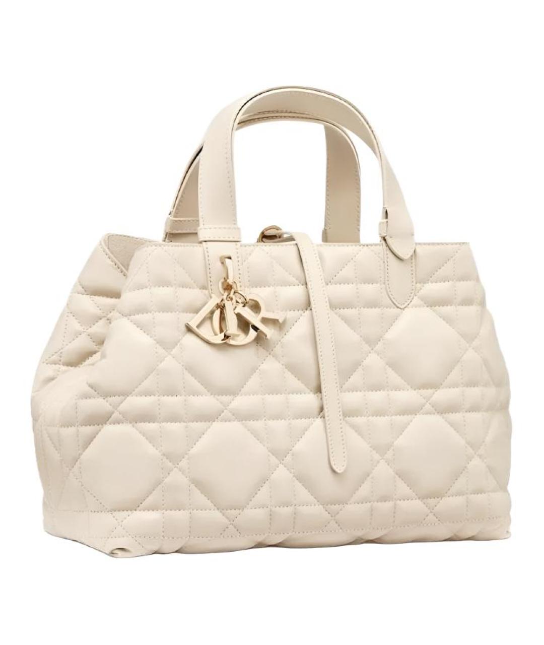 CHRISTIAN DIOR Бежевая кожаная сумка через плечо, фото 4