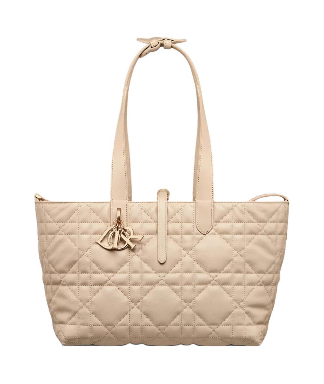 CHRISTIAN DIOR Бежевая кожаная сумка через плечо, фото 2