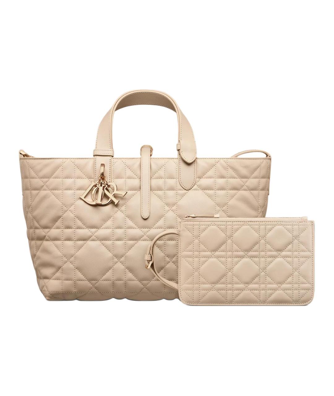 CHRISTIAN DIOR Бежевая кожаная сумка через плечо, фото 3