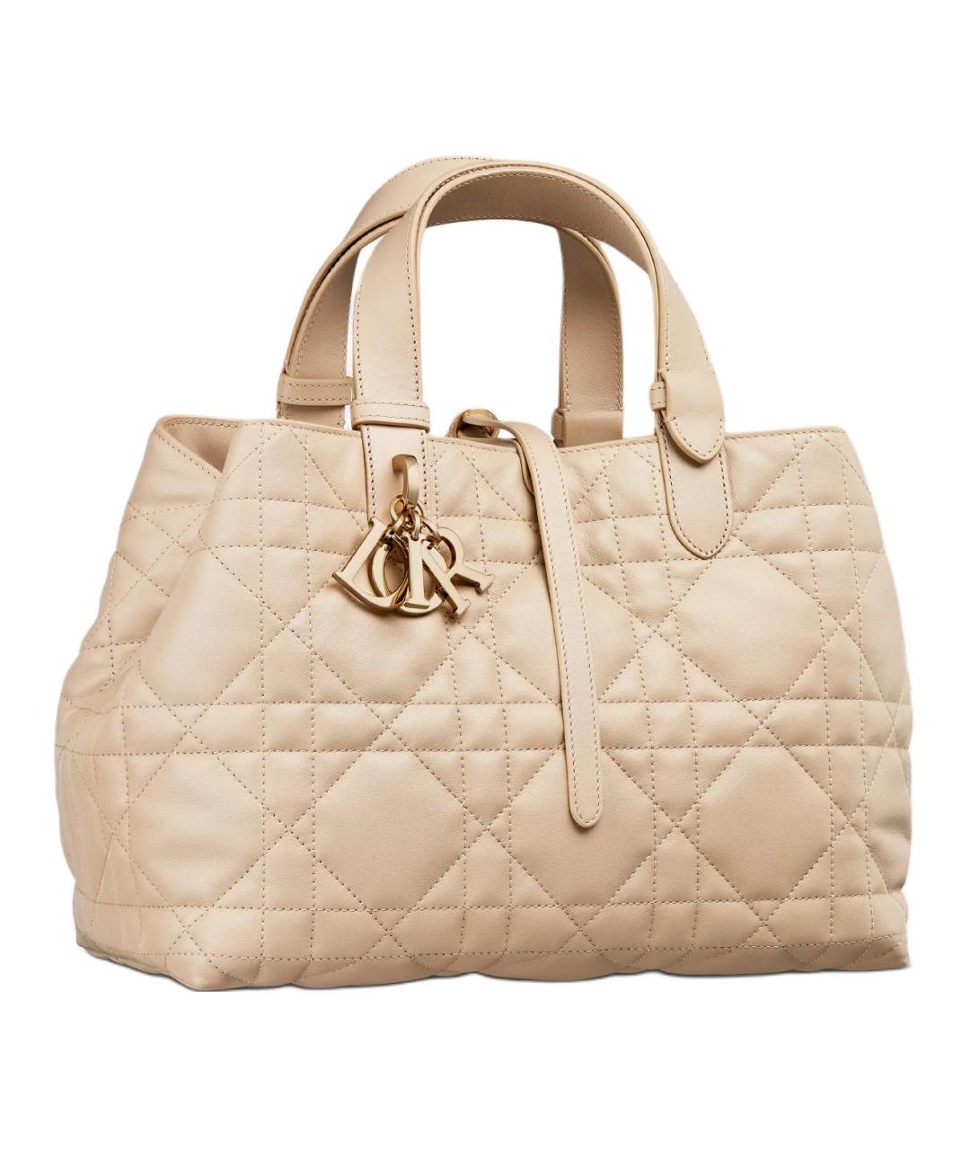 CHRISTIAN DIOR Бежевая кожаная сумка через плечо, фото 4