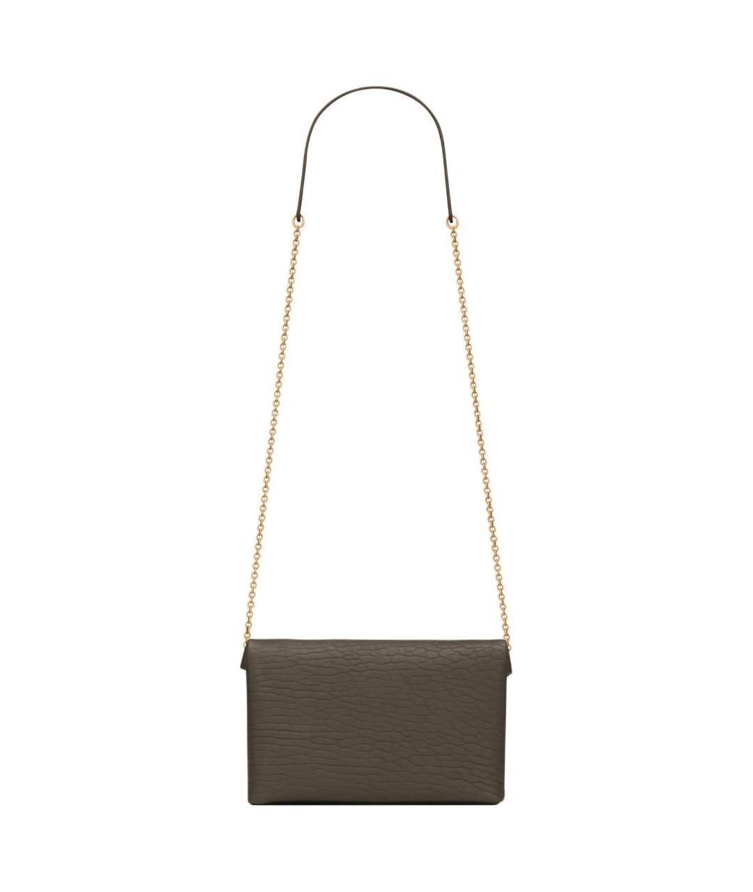 SAINT LAURENT Коричневая кожаная сумка через плечо, фото 4