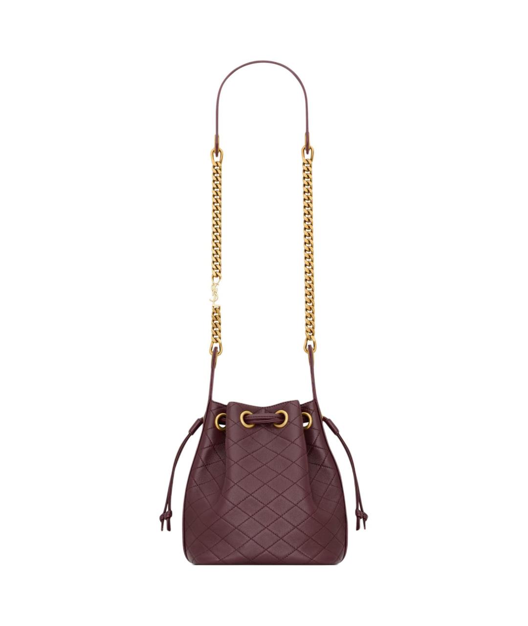 SAINT LAURENT Бордовая кожаная сумка через плечо, фото 1